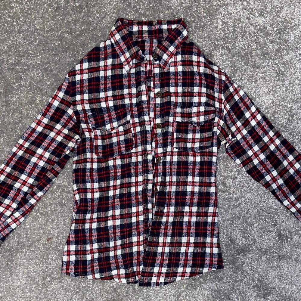 Women Small Plaid Checkered Button Down